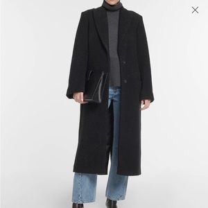 Toteme Black Peaked Lapel Bouclé Coat Size M